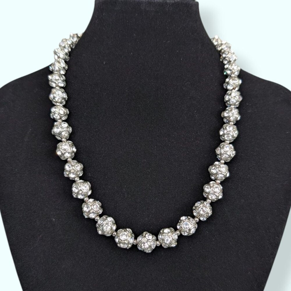 Vintage Rhinestone Pavé Style Ball Necklace